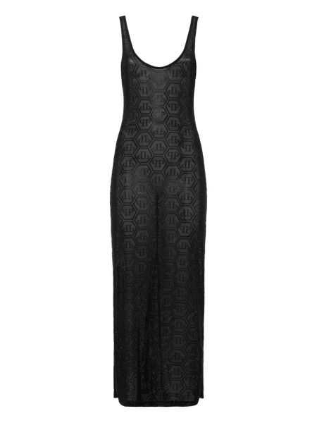Rochie midi Philipp Plein din tul până la genunchi de costum negru