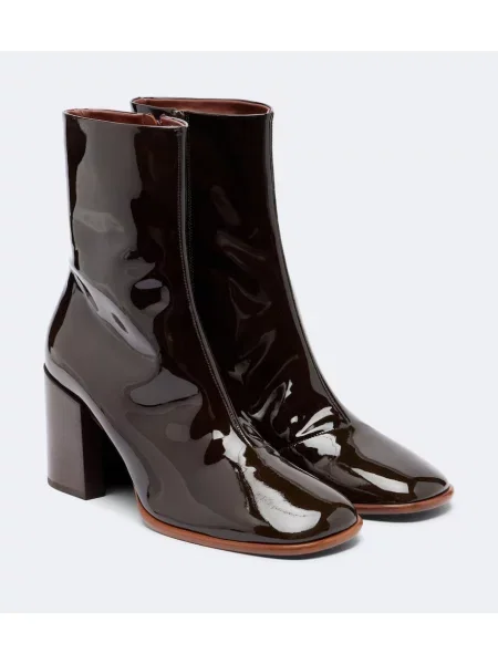 Botine Dries Van Noten din piele de lac verde