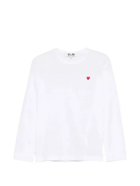 Lung tricou Comme Des Garcons Play cu motiv cu inimi alb