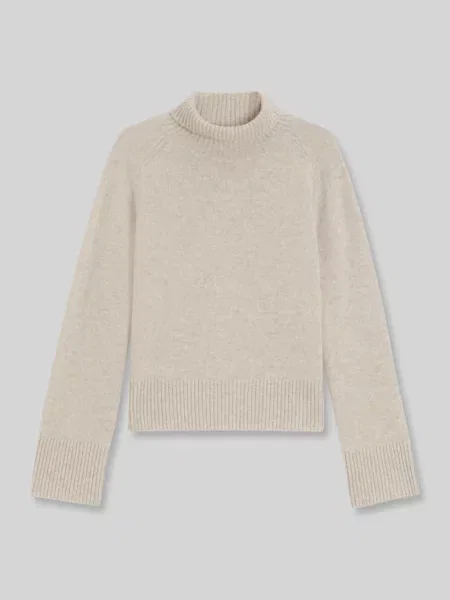 Sweter z golfem o kroju regular fit z kaszmiru Boss beżowy