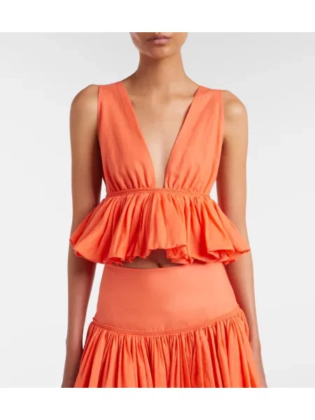 Top Alaïa de in cu dungi portocaliu