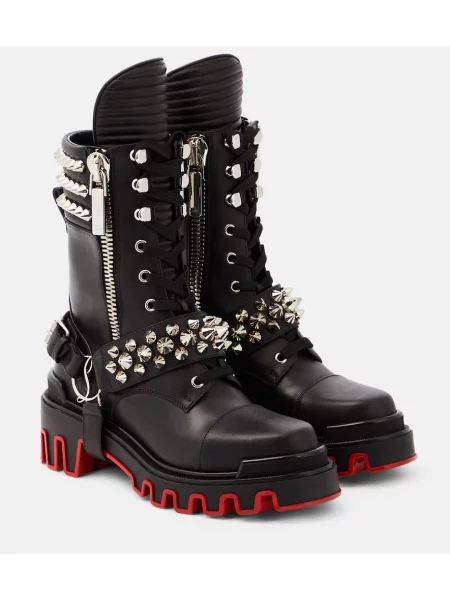Botine Christian Louboutin biker negru