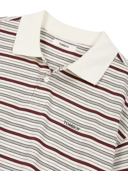 Tricou polo Tomboy cu dungi alb
