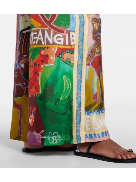 Pantaloni Alemais de mătase cu imagine