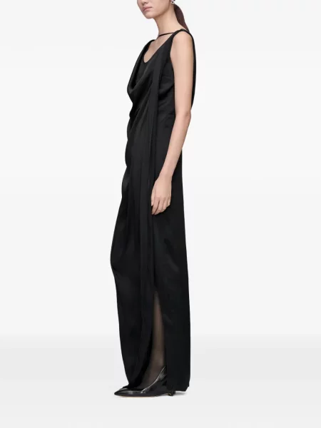 Rochie maxi Maison Margiela din satin drapată negru