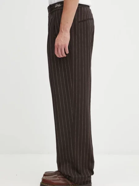 Штани з додаванням вовни Drôle de Monsieur Le Pantalon Pinstripes прямі коричневий