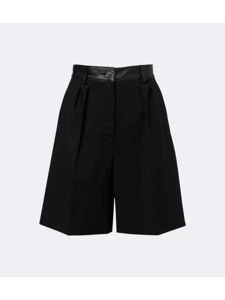 Pantaloni scurți Max Mara din piele negru