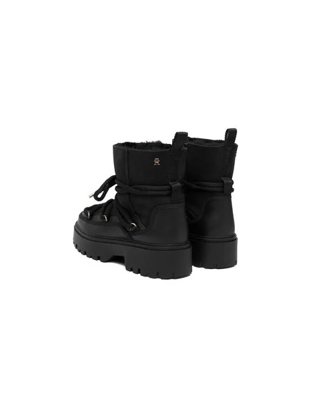 Snehule Tommy Hilfiger Real Shearling Laceup Snowboot čierna