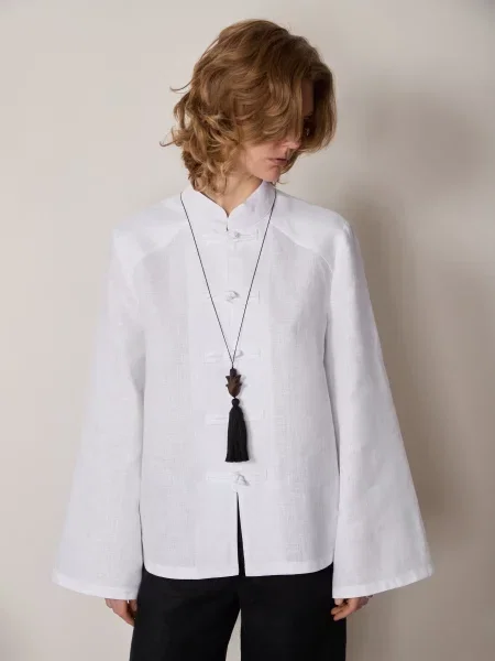 Лляна Блуза GNIZDO білий