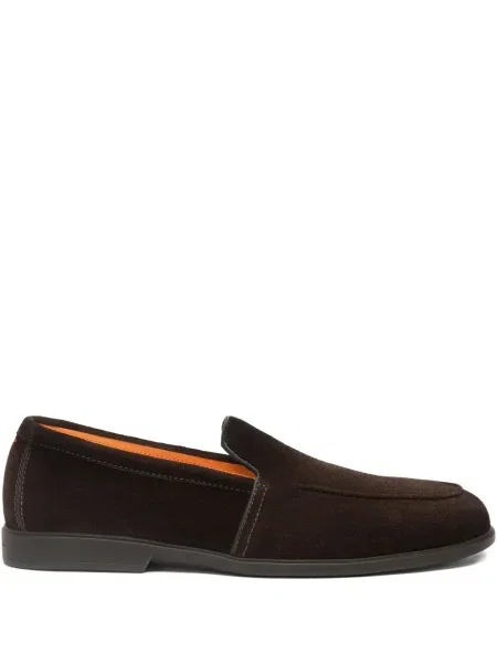 Pantofi loafer Santoni din piele de căprioară maro
