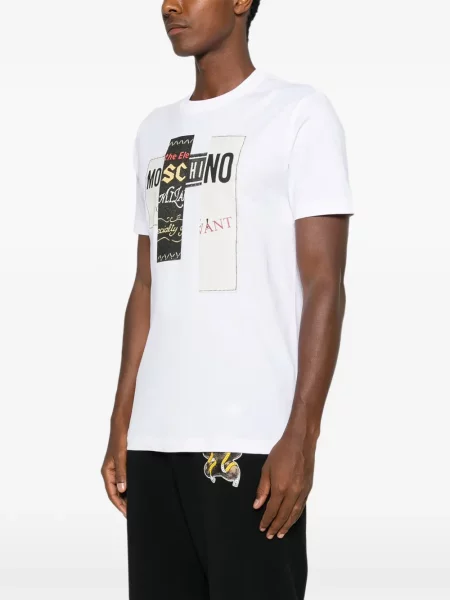 Tricou Moschino cu autograf alb
