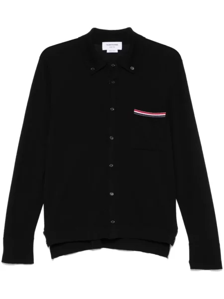 Cardigan Thom Browne de lână cu dungi negru