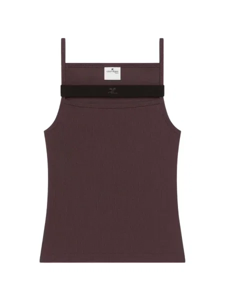 Top Courreges tricotate cu bretele violet