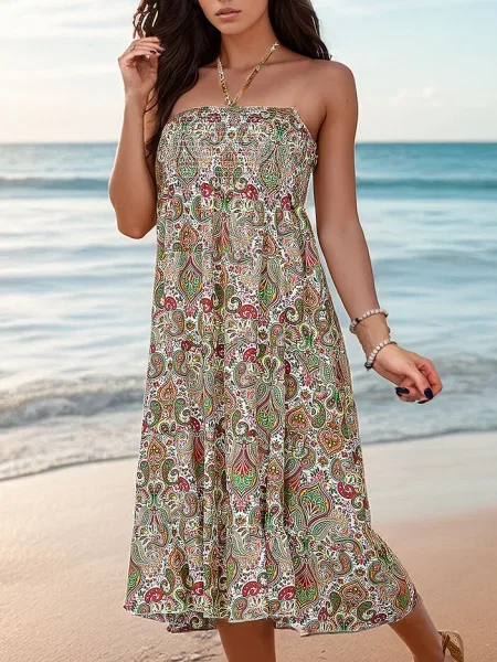 Obleka midi obleka Resti s potiskom nad koleni bela