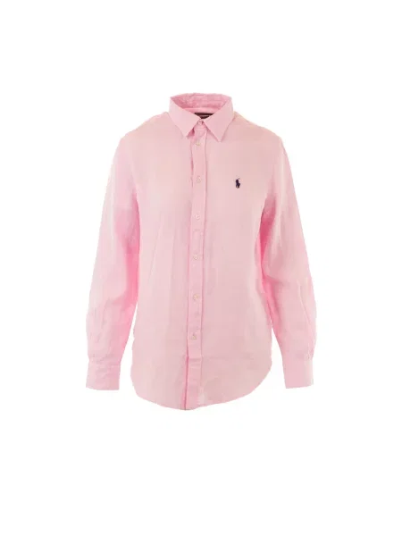 Lniana koszula z długim rękawem Polo Ralph Lauren z długim rękawem klasyczna różowa