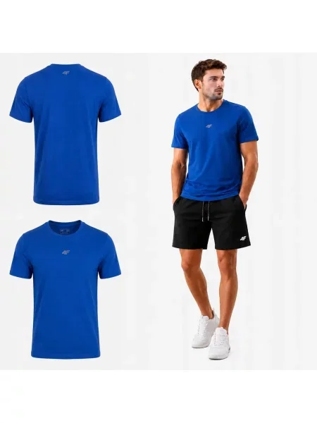 4F KOSZULKA T-SHIRT Z KOLEKCJI LIMITOWANEJ L niebieska