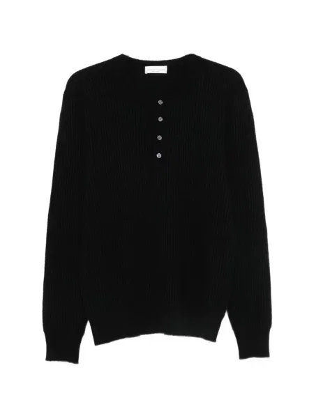 Pulover Roberto Collina cu guler henley negru