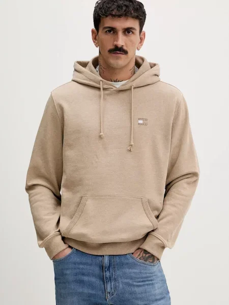 Geacă de blugi Tommy Jeans cu glugă bej