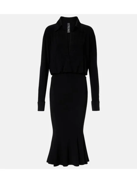 Sukienka midi Norma Kamali do kolan dzwony garniturowa czarna