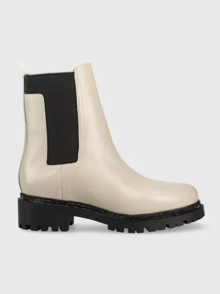 Dkny ghete chelsea de piele Rick femei cu plat bej