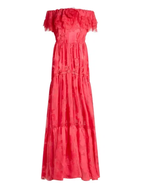 Rochie Etro cu model floral din jacard de costum roșu