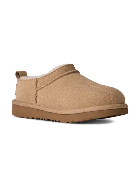 UGG cizme de zăpadă pentru copii din piele întoarsă CLASSIC MICRO bej