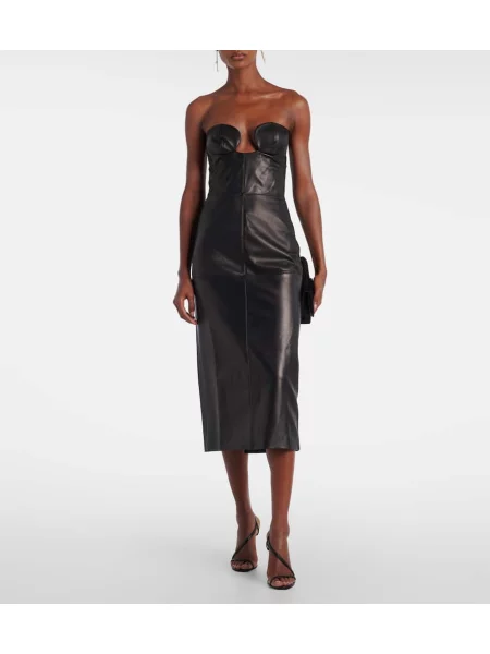 Rochie Nensi Dojaka din piele de costum negru