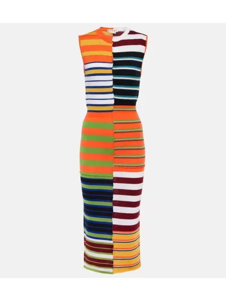 Sukienka midi Marni wełniana w paski do kolan