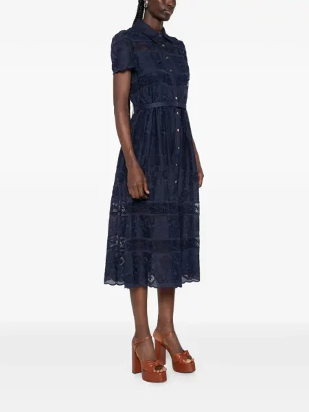 Cu centură rochie midi Self-portrait albastru