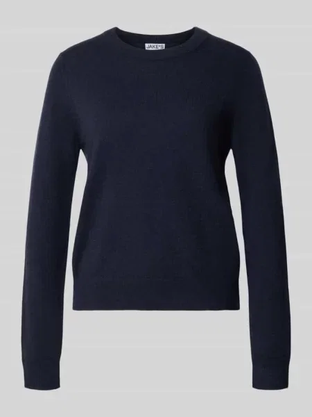 Sweter w kroju regular fit z czystego kaszmiru Jake*s Casual granatowy