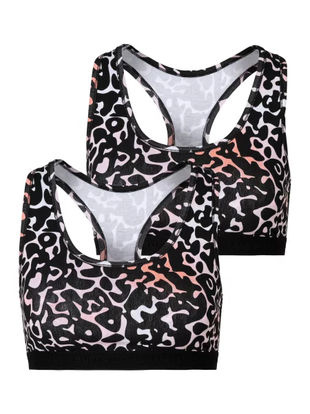 BUFFALO Sutien negru / portocaliu pastel / roz deschis alb