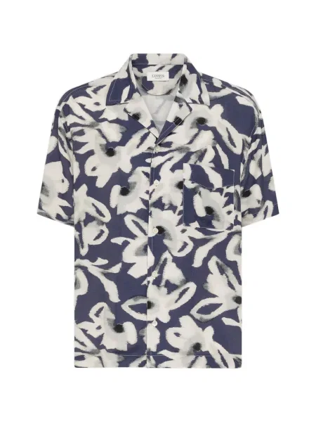 Риза Laneus на цветя с принт синьо