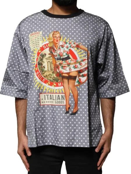 Tricou Dolce & Gabbana cu buline cu imagine gri