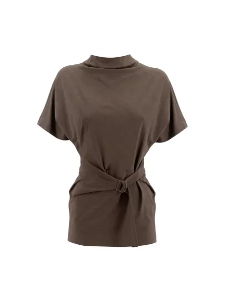 Koszulka Brunello Cucinelli elegancka brązowa