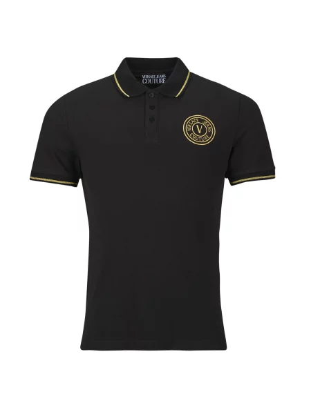 Polo majica Versace Jeans Couture s kratkimi rokavi črna