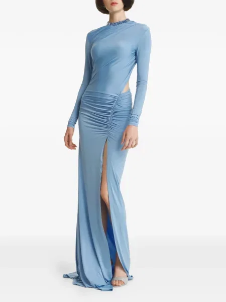 Rochie maxi 2310 Studio cu volane albastru
