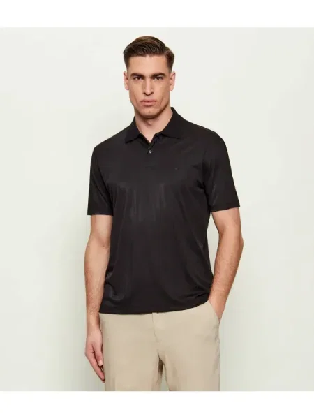 Emporio Armani Polo cu adaos de mătase negru