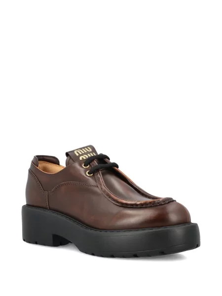 Pantofi derby Miu Miu din piele cu platformă maro