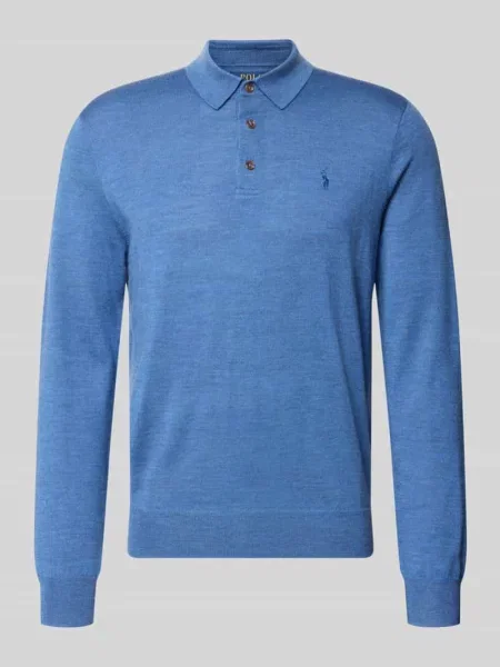 Sweter w kroju regular fit z czystej wełny Polo Ralph Lauren niebieski