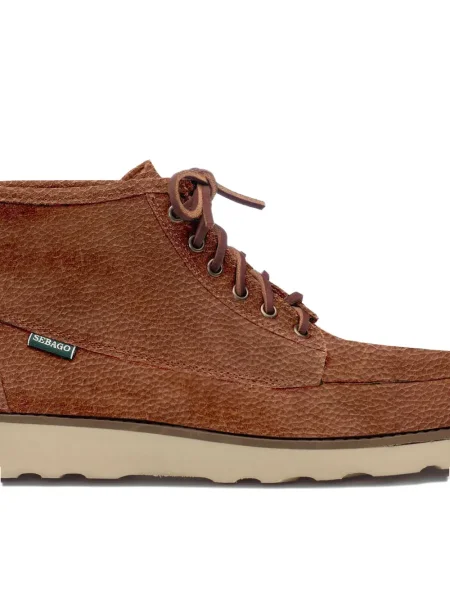 Botine Sebago cu șireturi din piele maro