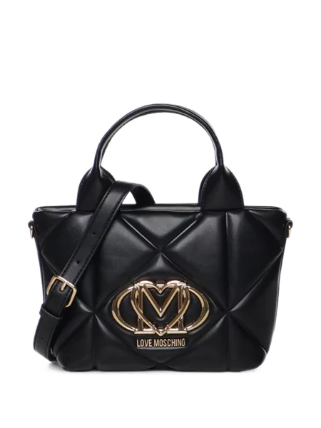Matlasat geantă shopper Love Moschino cu autograf negru