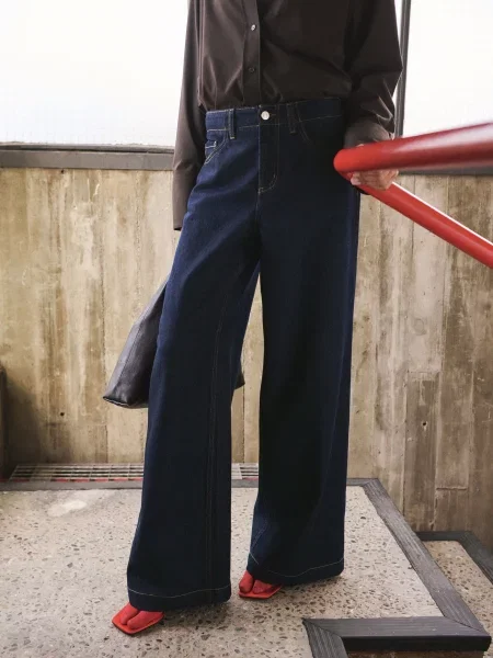 Широкі джинси MANGO темно-синій сині