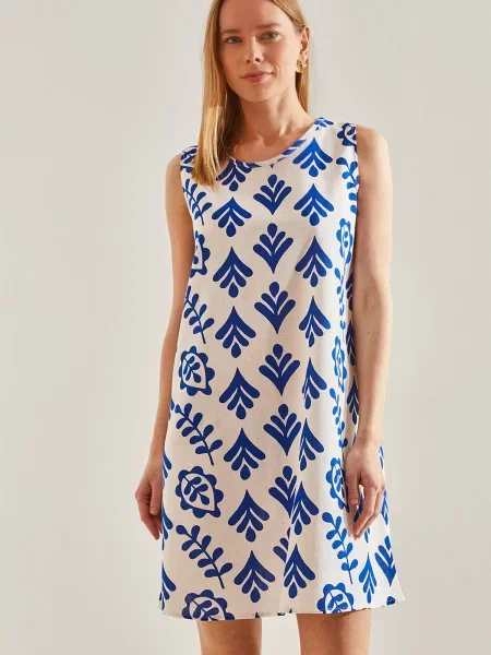 Bianco Lucci Rochie de vară albastru / lână alb