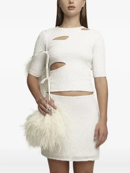 Top Gloria Coelho cu paiete alb