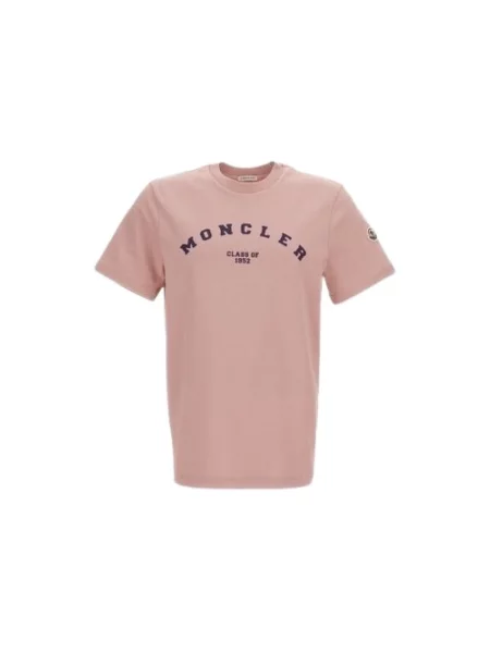 Koszulka Moncler z nadrukiem z krótkim rękawem różowa