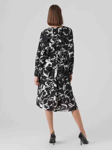 VERO MODA Obleka črna bela