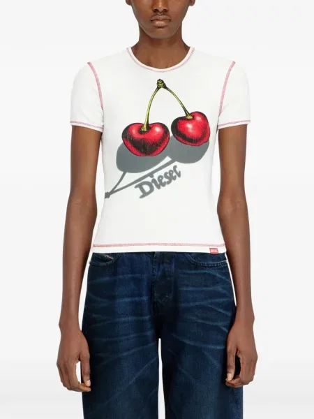 Tricou Diesel cu imagine alb