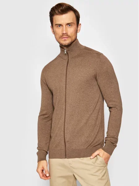 SELECTED Kardigan Berg melír hnědý