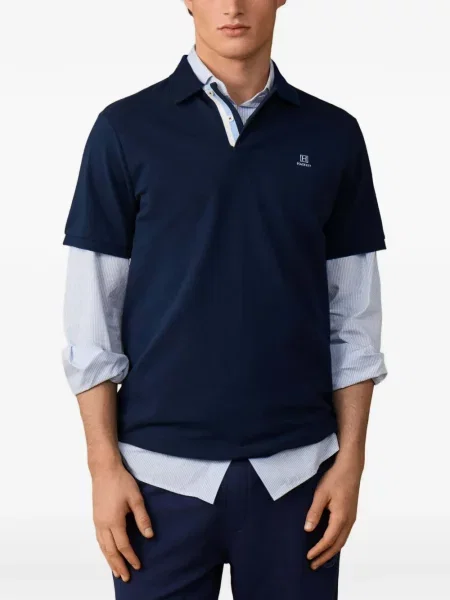 Scurt tricou polo Hackett London cu broderie albastru