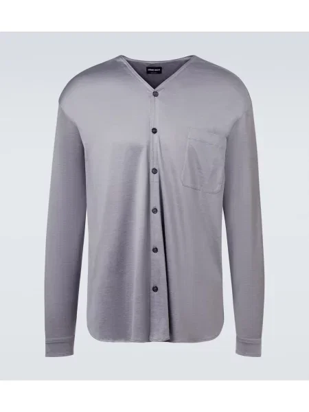 Svilena srajca Giorgio Armani siva